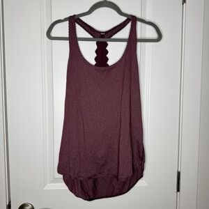 Lululemon Burgundy Heathered Striped Racerback Tank Top Scalloped Trim